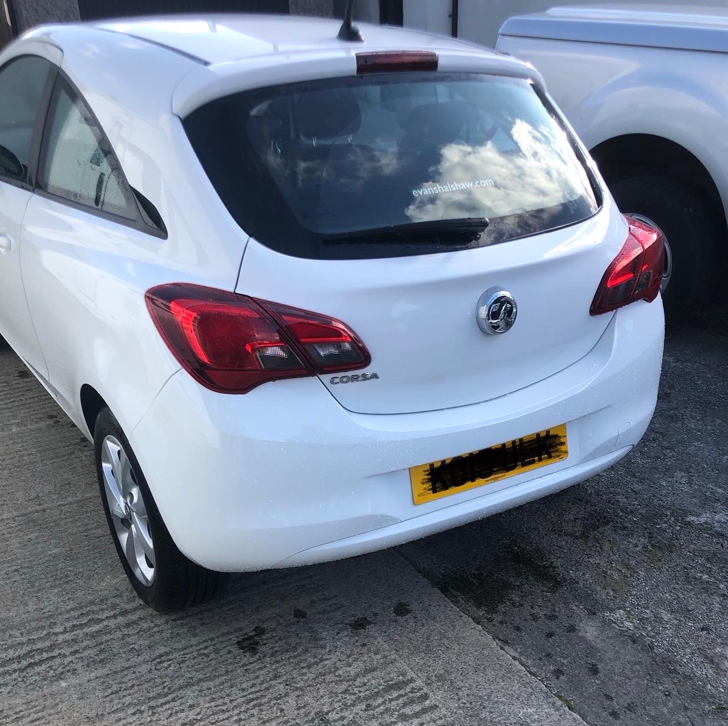 White Vauxhall Corsa rear bodywork